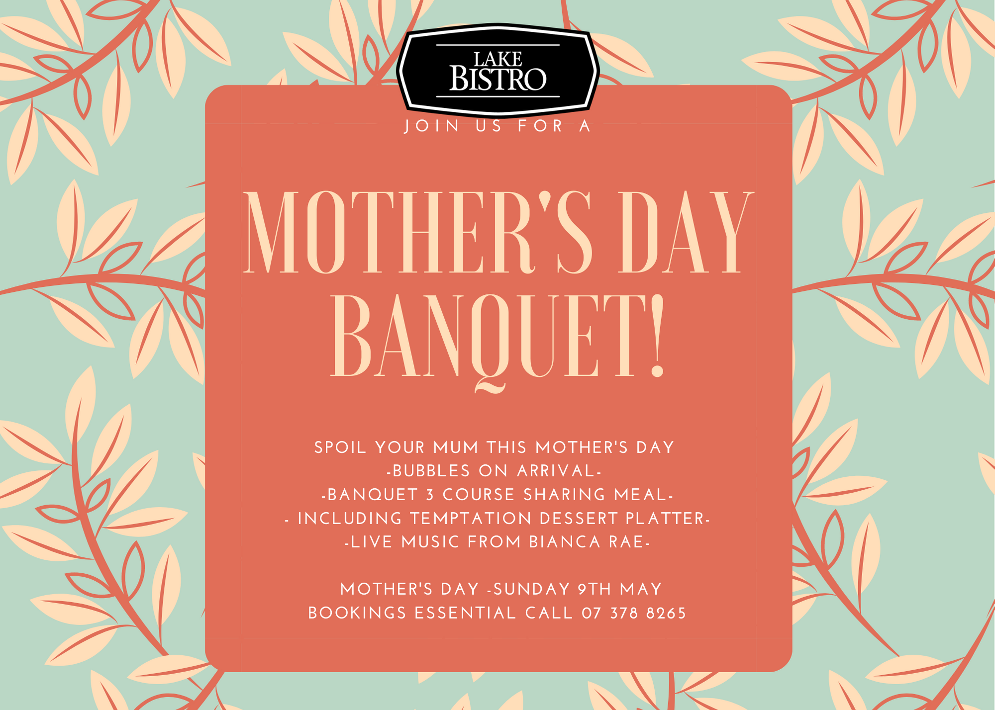 Treat Mum this Mother's Day, with a Lake Bistro Banquet
